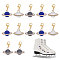 12Pcs 3 Styles Alloy Enamel Pendant, Decorations, with Alloy Lobster Claw Clasps, Planet, Golden, 28mm, 4pcs/style