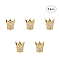 Eco-Friendly Brass Micro Pave Cubic Zirconia Crown Beads, Lead Free & Cadmium Free & Nickel Free, Clear, Golden, 12.5x12mm, Hole: 1.5mm, Inner Diameter: 5mm, 5pcs/box