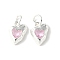 Brass Micro Pave Cubic Zirconia Pendants, Heart Charms, Rack Plating, Lasting Plated, Cadmium Free & Lead Free, with Jump Ring, Lavender Blush, 12.5x10.5x3.5mm, Hole: 4.5mm