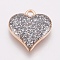 Zinc Alloy Enamel Pendants, with Glitter Sequin, Heart, Silver, 17x15.5x3mm, Hole: 1.5mm