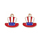 American Flag Style Alloy Enamel Pendants, Light Gold, Hat Charm, Colorful, 15x15x1.5mm, Hole: 2mm