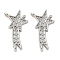 Brass Micro Pave Cubic Zirconia Pendants, Cadmium Free & Nickel Free & Lead Free, Star Charms, Platinum, 17.5x8.5x2.5mm, Hole: 1mm