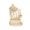 201 Stainless Steel Pendants, Hollow, Plant Charm, Golden, 32.5x19x0.9mm, Hole: 1.6mm