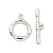 Brass Toggle Clasps, Cadmium Free & Lead Free, Round, Platinum, Ring: 13.5x11x2mm, Hole: 1.2mm, Inner Diameter: 7mm, Bar: 18x4.5x2mm, hole: 1.2mm