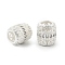 Brass Micro Pave Cubic Zirconia European Beads, Large Hole Beads, Barrel, Rack Plating, Cadmium Free & Lead Free, Long-Lasting Plated, Silver, Clear, 10x9mm, Hole: 5mm