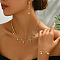 Sweetheart Brass Heart Design Jewelry Set for Date Night and Everyday Wear, Bracelets & Earrings & Necklaces Set, Golden