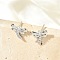 Brass Micro Pave Clear Cubic Zirconia Stud Earrings, Lead Free & Cadmium Free, Long-Lasting Plated, Rack Plating, Platinum, Dragonfly, 8x11mm