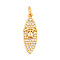 Alloy Rhinestone Pendants, Horse Eye, with Jump Ring, Golden, 18x7x2mm