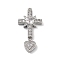 Rack Plating Brass Micro Pave Cubic Zirconia Pendants, Cadmium Free & Lead Free, Long-Lasting Plated, Cross, Platinum, 29x14x3mm, Hole: 1.2mm
