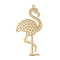 Brass Etched Metal Embellishments Pendants, Long-Lasting Plated, Cadmium Free & Nickel Free & Lead Free, Flamingo Shape, Light Gold, 44x21x0.3mm, Hole: 1.4mm