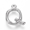 Tarnish Resistant 304 Stainless Steel Pendants, Bamboo Shaped Letter, Stainless Steel Color, Letter.Q, 17.5~19x10~16x3~4mm, Hole: 1.8~2mm