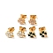 Ion Plating(IP) Enamel Clover with Crystal Rhinestone Stud Earrings with 316 Surgical Stainless Steel Pins, Gold Plated 304 Stainless Steel Jewelry for Women, Mixed Color, 8.5x7mm, Pin: 0.8mm