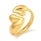 Ion Plating(IP) 304 Stainless Steel Heart Open Cuff Ring for Women, Real 18K Gold Plated, Inner Diameter: 16mm