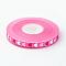 Polyester Grosgrain Ribbon, with Heart Printed, Hot Pink, 3/8 inch(9mm), about 100yards/roll(91.44m/roll)