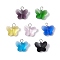 7Pcs Glass Butterfly Pendants, with 304 Stainless Steel Flat Head Pins, Stainless Steel Color, 15x15x7mm, Hole: 3x3.5mm