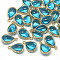 Glass Pendants, with Golden Tone Brass Findings, teardrop, Deep Sky Blue, 18.5x12.5x7mm, Hole: 1.5mm