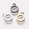 Brass Cubic Zirconia Tube Bails, Loop Bails, Bail Beads, Ring, Clear, Mixed Color, 10x7.5x1.5mm, Hole: 1mm