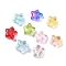 Transparent Spray Painted Frosted Glass Beads, with Glitter Power, Star, Mixed Color, 8x8x4mm, Hole: 1mm