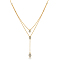 Double Layered 925 Sterling Silver Rhinestone Teardrop Pendant Necklaces, Cable Chains for Women