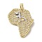 Brass Micro Pave Clear Cubic Zirconia Pendants, Cadmium Free & Nickel Free & Lead Free, Real 18K Gold Plated, Dog, 35x29.5x3mm, Hole: 6.7x4mm