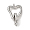 Brass Fold Over Clasps, Cadmium Free & Nickel Free & Lead Free, Heart, Real Platinum Plated, Heart: 12x13.5x2mm, Hole: 1.2mm; Clasp: 10.5x8x2mm, Hole: 1.2mm