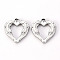 Non-Tarnish 304 Stainless Steel Pendants, Feather Heart, Stainless Steel Color, 22x21x3mm, Hole: 1.6mm