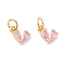 Rack Plating Brass Cubic Zirconia Charms, with Jump Ring, Cadmium Free & Lead Free, Real 18K Gold Plated, Heart, Pink, 8x7x3mm, Jump Ring: 5x1mm,  3.5mm Inner Diameter
