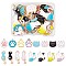 32Pcs 16 Style Alloy Enamel Pendants, Bear Paw Prints & Cat & Flat Round with Devil's-Claw, Mixed Color, 16~26.5x8.5~21x1~2mm, 2pcs/style
