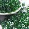Transparent Colours Luster Glass Seed Beads, Column, Green, 6x3mm, Hole: 1.4mm, about 2027pcs/pound