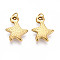 304 Stainless Steel Pendants, with Jump Ring, Starfish Charm, Ion Plating(IP), Real 18K Gold Plated, 15.5x12x3mm, Hole: 2.5mm