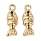 Brass Micro Pave Cubic Zirconia Pendants, Cadmium Free & Nickel Free & Lead Free, Fish Charms, Real 18K Gold Plated, 14x5x4mm, Hole: 1.2mm