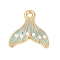 Alloy Enamel Pendants, Fishtail Charm, Golden, Sky Blue, 15x14.5x2mm, Hole: 1.5mm