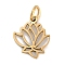 Ion Plating(IP) 304 Stainless Steel Charms, with Jump Ring, Laser Cut, Lotus Charm, Real 18K Gold Plated, 13x11x1mm, Hole: 3mm