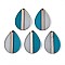 Transparent Resin & Wood Pendants, Teardrop, Two Tone, Steel Blue, 36~36.5x24.5x3.5mm, Hole: 2mm