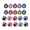 20Pcs 20 Style Enamel Pendants, with Platinum Plated Alloy Findings and Glitter Powder, Flat Round with Dog Paw Prints, Mixed Color, 1pc/style