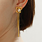 Elegant Hollow Butterfly Tassel Stainless Steel Stud Earrings, with Rhinestone, Golden, 70x10mm