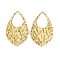 Ion Plating(IP) 304 Stainless Steel Pendants, Textured Teardrop Charm, Real 18K Gold Plated, 49.5x30x2mm, Hole: 21.2x14.2mm