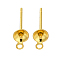 304 Stainless Steel Stud Earring Findings, for Half Drilled Beads, Real 18K Gold Plated, 5x3mm, Hole: 1mm, Pin: 12x0.8mm