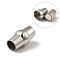 Tarnish Resistant 304 Stainless Steel Magnetic Clasps with Glue-in Ends, Barrel, Stainless Steel Color, 15x8~10mm, Hole: 5~6mm