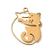 201 Stainless Steel Pendants, Laser Cut, Cat Hug Charm, Golden, 26x21x1mm, Hole: 1.6mm