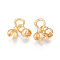 Brass Hook and S-Hook Clasps, Nickel Free, Bud Shaped, Real 18K Gold Plated, 14mm, Hole: 3.5mm, S-hook: 14x6x5mm, Hook: 9x6x5mm