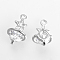 Brass Cubic Zirconia Pendants, Cadmium Free & Nickel Free & Lead Free, Star, Platinum, 17x11x10mm, Hole: 1mm