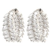 Серьги-кольца из латуни с микропаве из кубического циркония EJEW-D078-03P