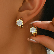 Серьги-кольца из нержавеющей стали со стразами DO2169-2