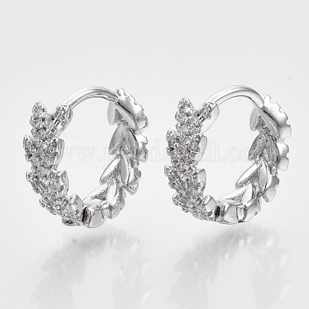 Серьги-кольца из латуни с микропаве из кубического циркония EJEW-N011-03P-1