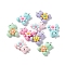 Opaque Resin Pendants, with Platinum Tone Iron Loops, Bear with Flower Charms, Mixed Color, 30x21.5x10mm, Hole: 2mm