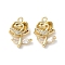 Brass Micro Pave Clear Cubic Zirconia Pendants, Cadmium Free & Nickel Free & Lead Free, Rose, Real 18K Gold Plated, 16x10.5x4mm, Hole: 1.2mm