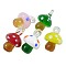 Handmade Lampwork Pendants, Mixed Color, Mushrooms, about 15mm wide, 25mm long, hole: 3mm