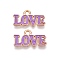 Valentine's Day Theme Alloy Enamel Pendants, Lead Free & Cadmium Free, Golden, Word Love Charm, Blue Violet, 9.5x17.5x1mm, Hole: 1.8mm