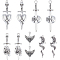 40Pcs 5 Style Tibetan Style Alloy Pendants, Mixed Shape, Antique Silver, 25~55.5x13.5~18.5x2.8~7mm, Hole: 1.5~3.2mm, 8pcs/style